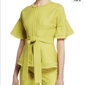 ALEXIS Joni Linen Short -sleeve Top in Lemongrass NWOT